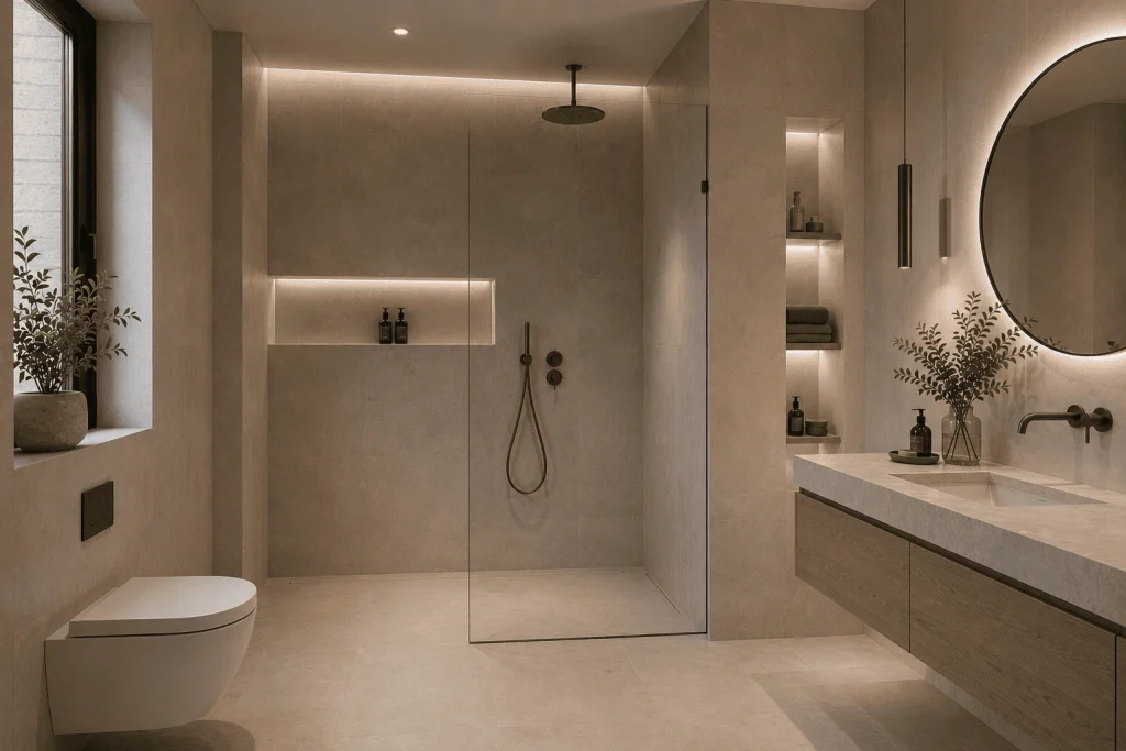 Moderne Badezimmer Fliesen Ideen für ein elegantes Zuhause 14 Bodengleiche Dusche mit nahtlosem Fliesenboden