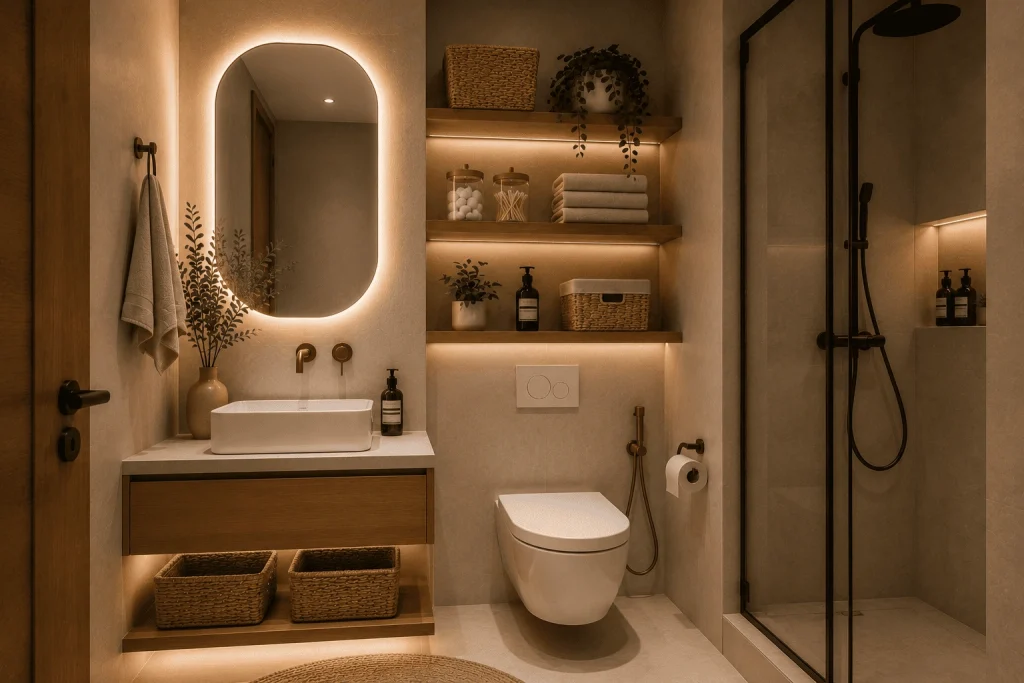 Kleine Badezimmer Ideen: Mit einem modernen LED Spiegel mehr Raum und Luxus schaffen 3 Clevere Aufbewahrung im kleinen Bad