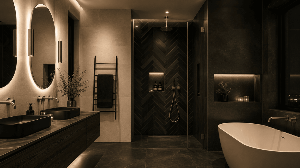 Moderne Badezimmer Fliesen: Ideen & Trends 7 DUNKLE FLIESEN 1