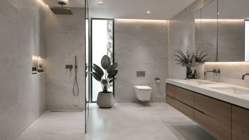 Moderne Badezimmer Fliesen: Ideen & Trends 3 Großformatige Fliesen