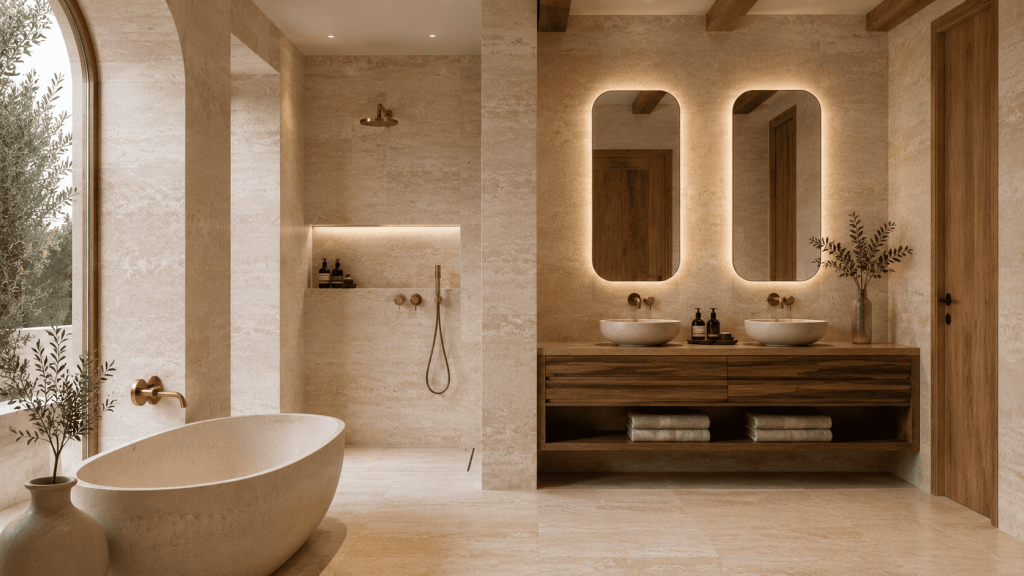 Moderne Badezimmer Fliesen: Ideen & Trends 4 Naturstein-Optik