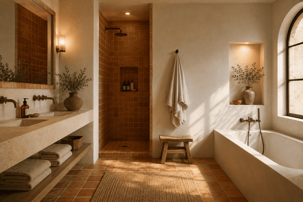Badezimmer Fliesen Ideen: 10 moderne Designs für stilvolle Bäder 3 Terrakotta & warme Erdtöne