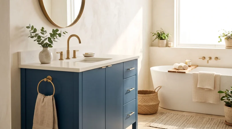 Badezimmer Blau Creme